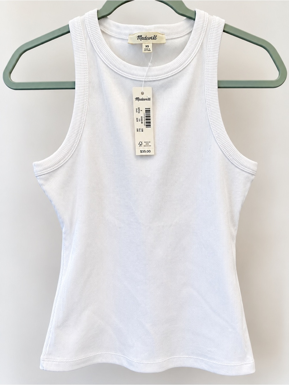 Madewell White Ribbed Tank Top NWT Small $35